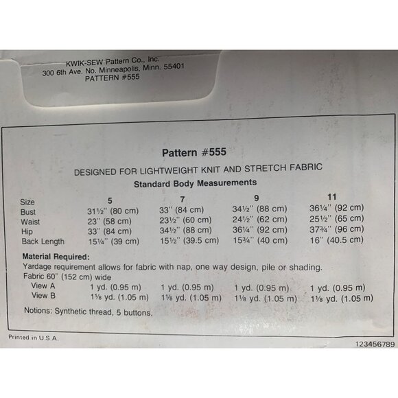 Kwik Sew Misses Blouse Sewing Pattern sz 5-11 555 - uncut - Picture 6 of 10